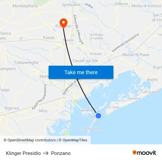 Klinger Facility to Ponzano map