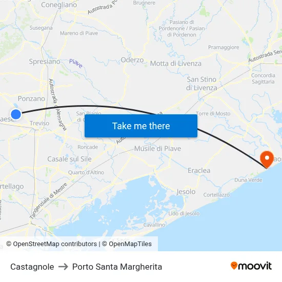 Castagnole to Santa Margherita Port map