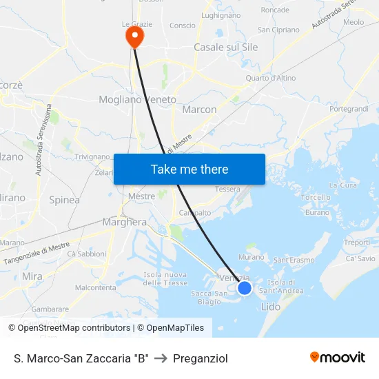 S. Marco-San Zaccaria "B" to Preganziol map
