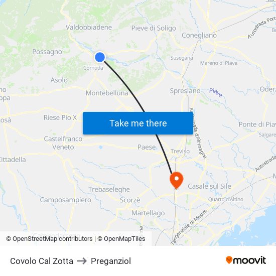 Covolo Cal Zotta to Preganziol map