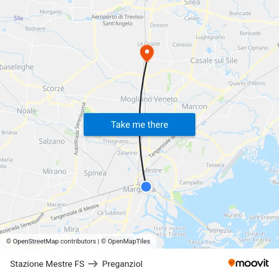 Stazione Mestre FS to Preganziol map