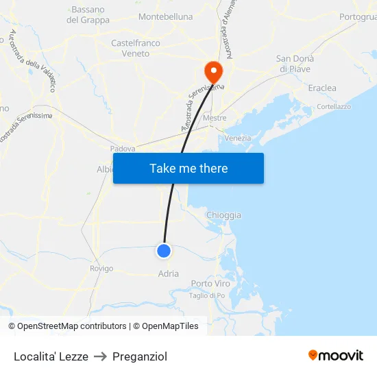 Localita' Lezze to Preganziol map