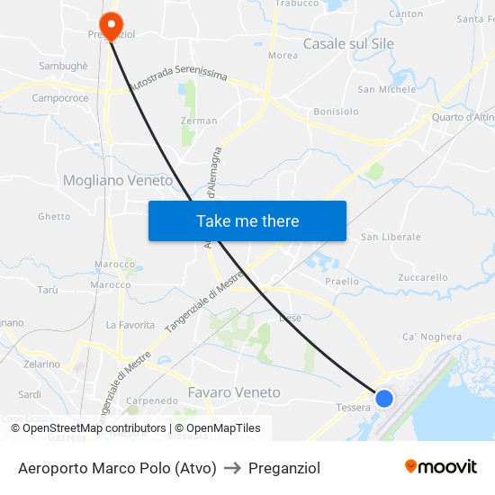 Aeroporto Marco Polo (Atvo) to Preganziol map