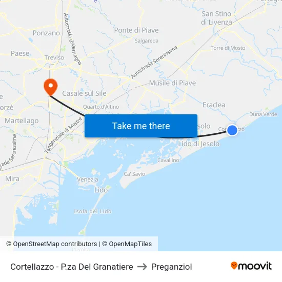 Cortellazzo - Grenadier Square to Preganziol map