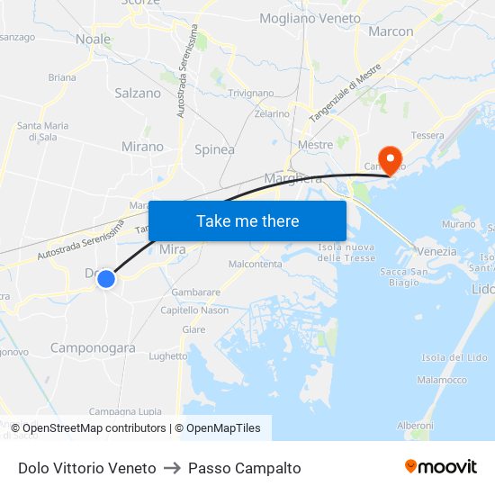 Dolo Vittorio Veneto to Passo Campalto map