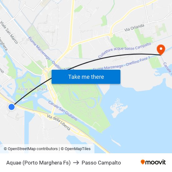 Aquae (Porto Marghera Fs) to Passo Campalto map