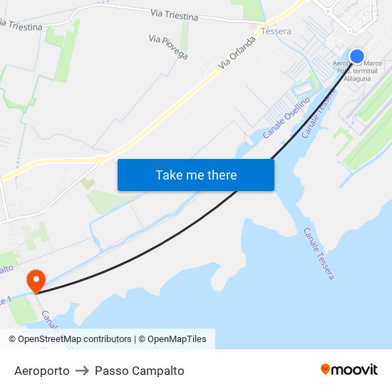 Aeroporto to Passo Campalto map