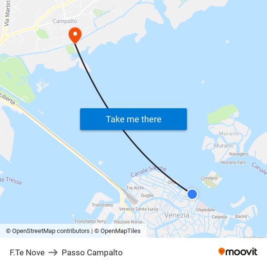 F.Te Nove to Passo Campalto map