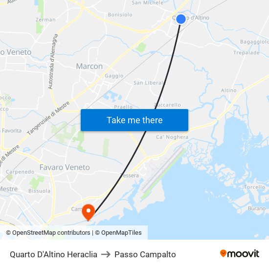 Quarto D'Altino Heraclia to Passo Campalto map