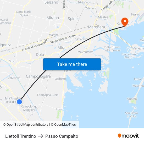 Liettoli Trentino to Passo Campalto map