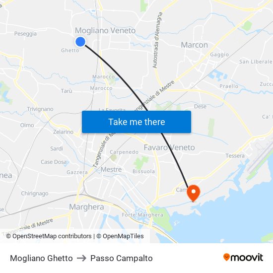Mogliano Ghetto to Passo Campalto map