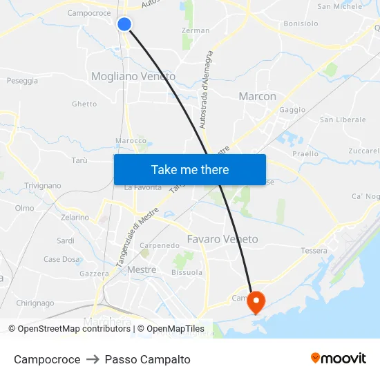 Campocroce to Campalto Pass map