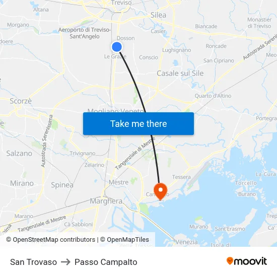 San Trovaso to Campalto Pass map