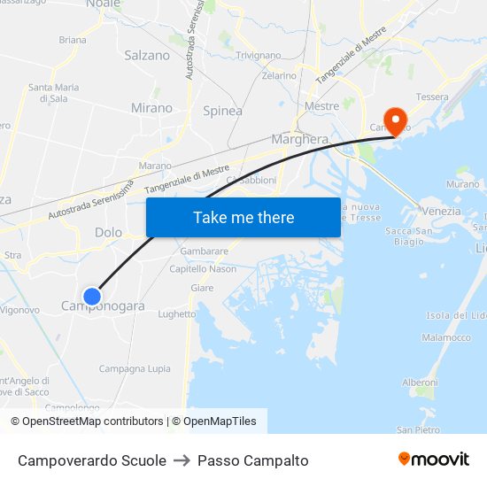 Campoverardo Scuole to Passo Campalto map