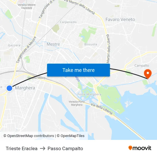 Trieste Eraclea to Campalto Pass map