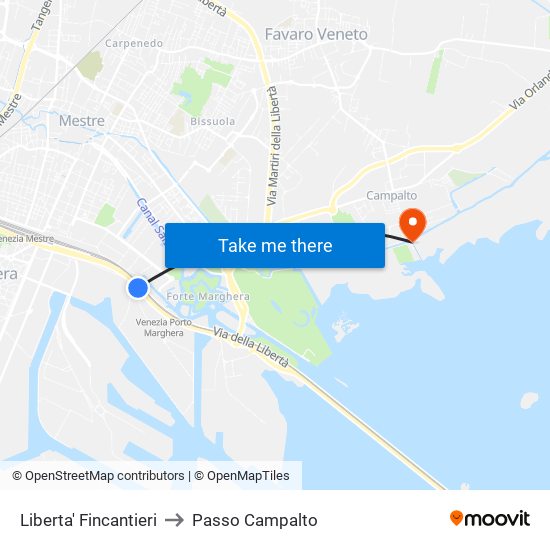 Liberta' Fincantieri to Passo Campalto map