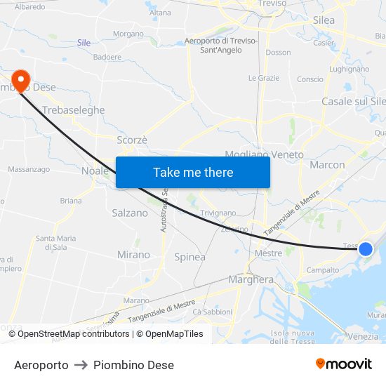 Aeroporto to Piombino Dese map