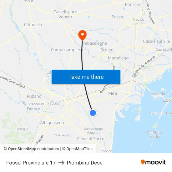 Fosso' Provinciale 17 to Piombino Dese map