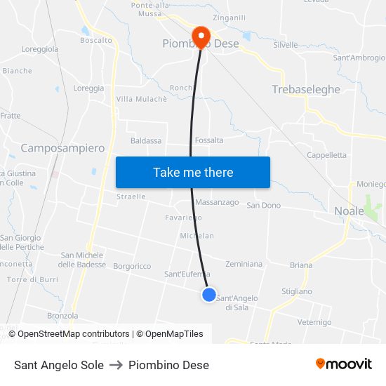 Sant Angelo Sole to Piombino Dese map