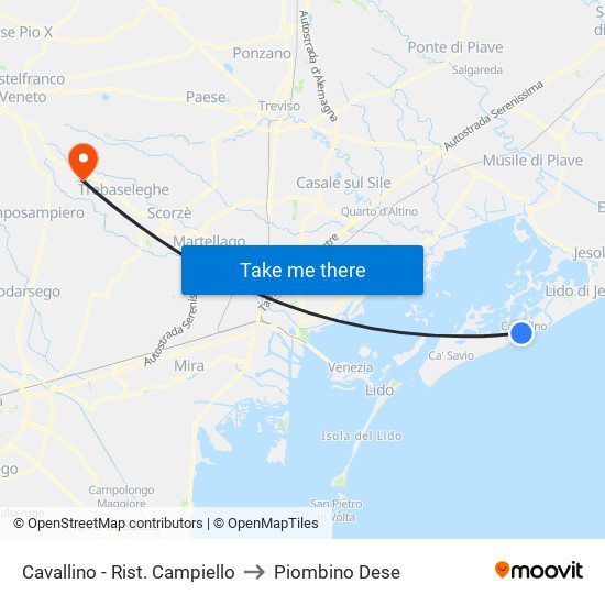Cavallino - Rist. Campiello to Piombino Dese map