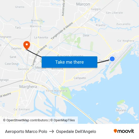 Aeroporto Marco Polo to Ospedale Dell'Angelo map