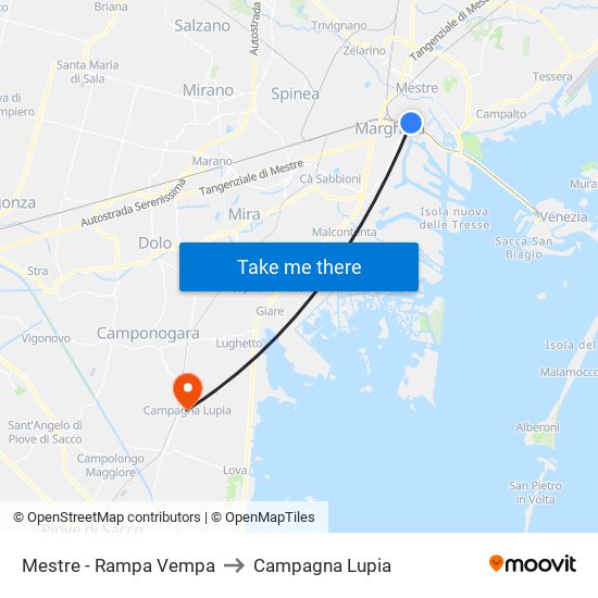 Mestre - Rampa Vempa to Campagna Lupia map