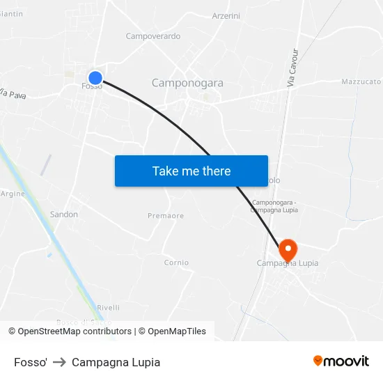Fosso to Campagna Lupia map