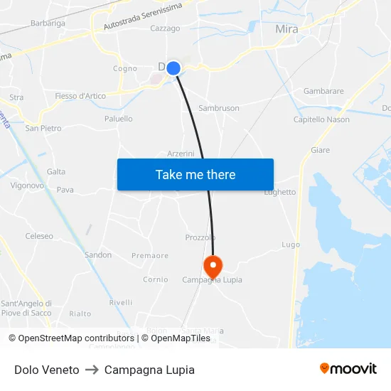 Dolo Veneto to Campagna Lupia map
