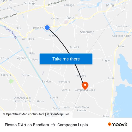 Fiesso D'Artico Bandiera to Campagna Lupia map