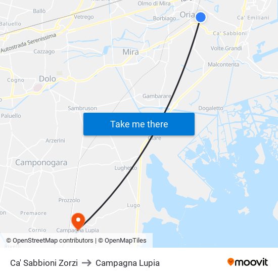 Ca' Sabbioni Zorzi to Campagna Lupia map