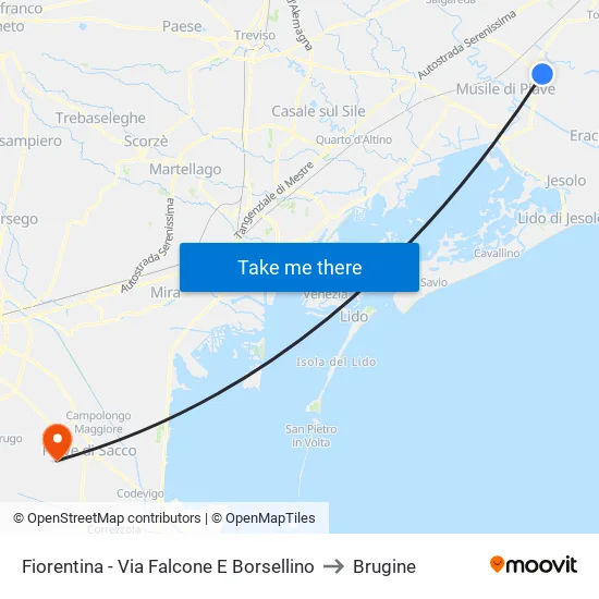 Fiorentina - Falcone and Borsellino Street to Brugine map