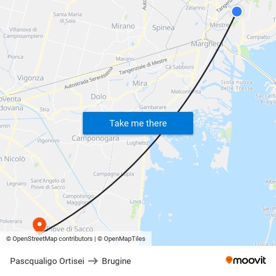 Pascqualigo Ortisei to Brugine map