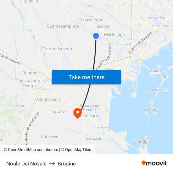 Noale Dei Novale to Brugine map