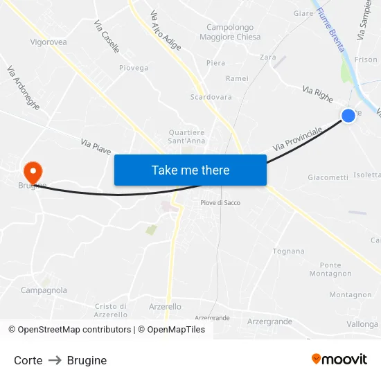 Court to Brugine map