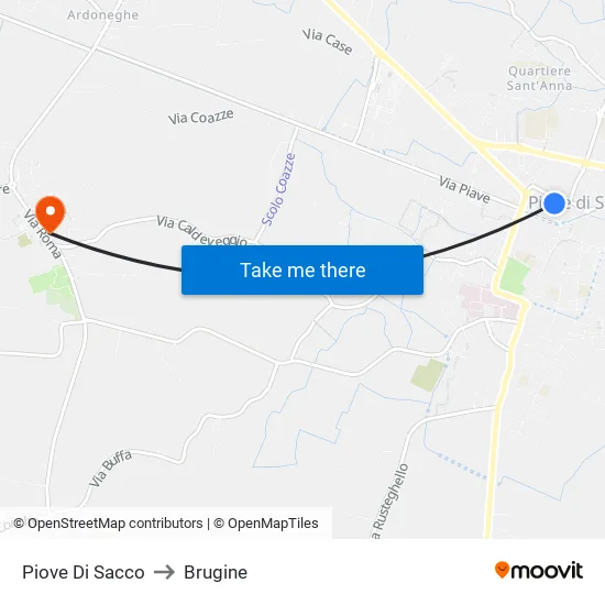Piove Di Sacco to Brugine map