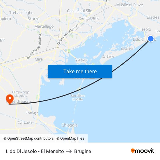 Lido Di Jesolo - El Meneito to Brugine map