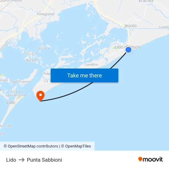 Lido to Punta Sabbioni map