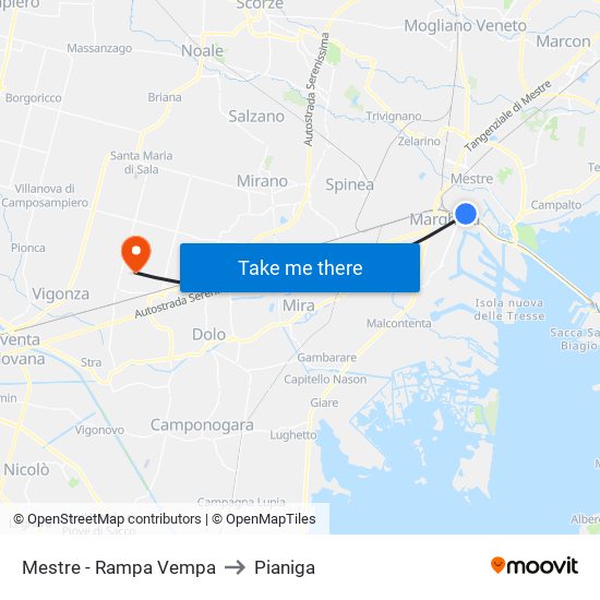 Mestre - Rampa Vempa to Pianiga map