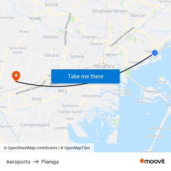 Aeroporto to Pianiga map