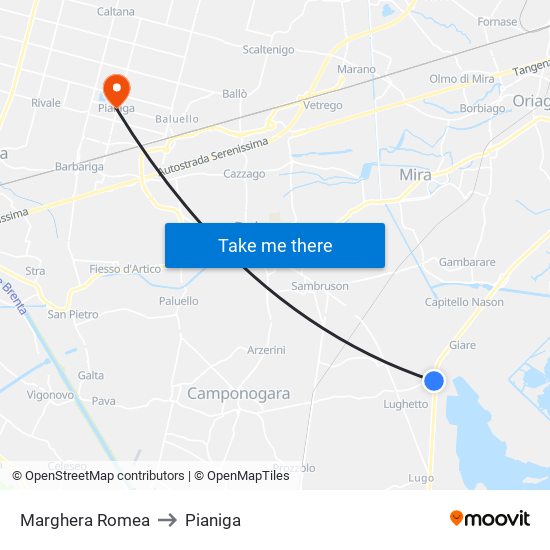 Marghera Romea to Pianiga map