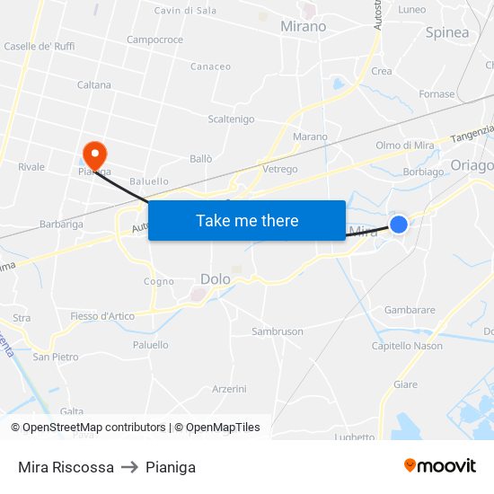 Mira Riscossa to Pianiga map
