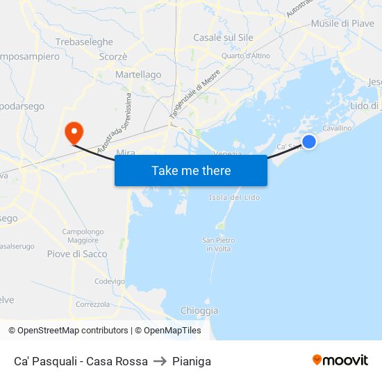 Ca' Pasquali - Casa Rossa to Pianiga map