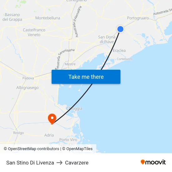 San Stino Di Livenza to Cavarzere map