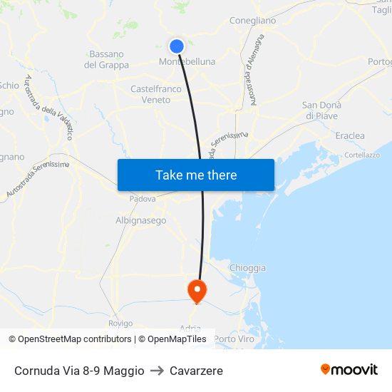 Cornuda  Via 8-9 Maggio to Cavarzere map