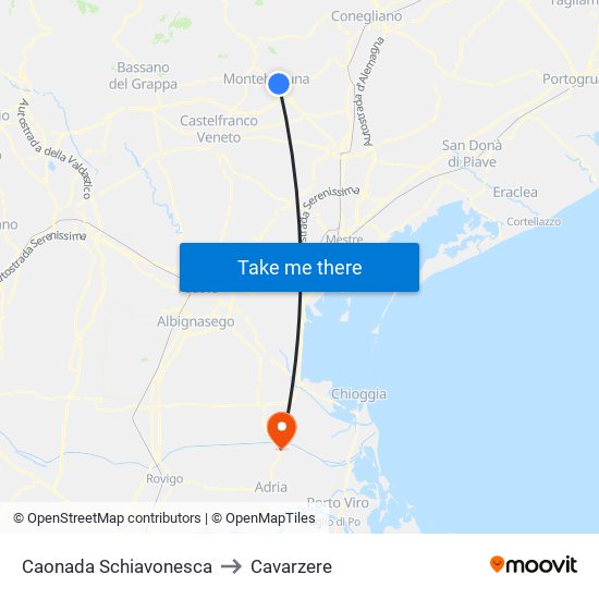 Caonada Schiavonesca to Cavarzere map