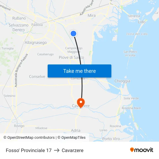 Fosso' Provinciale 17 to Cavarzere map