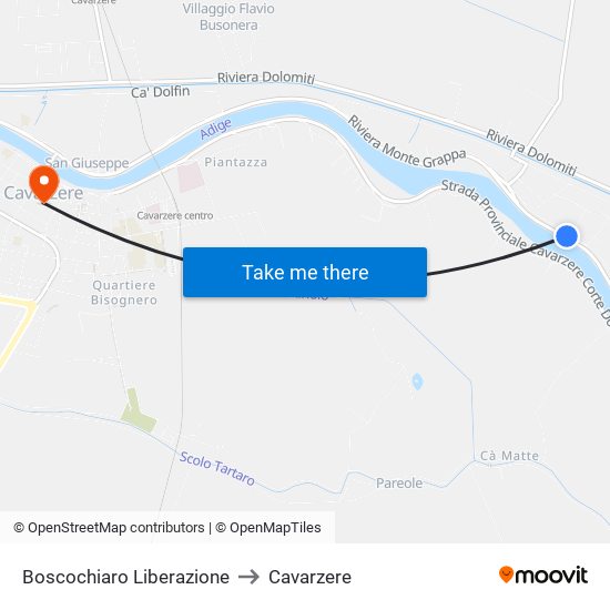 Boscochiaro Liberazione to Cavarzere map
