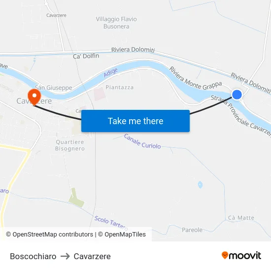Boscochiaro to Cavarzere map