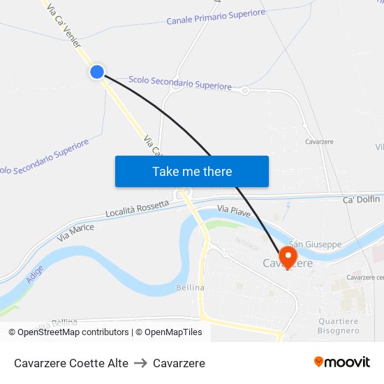 Cavarzere Coette Alte to Cavarzere map
