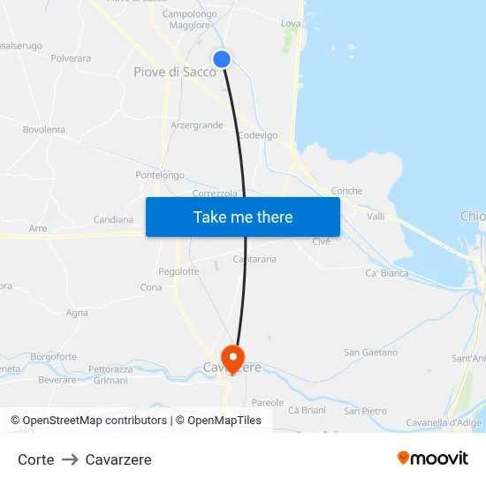Corte to Cavarzere map
